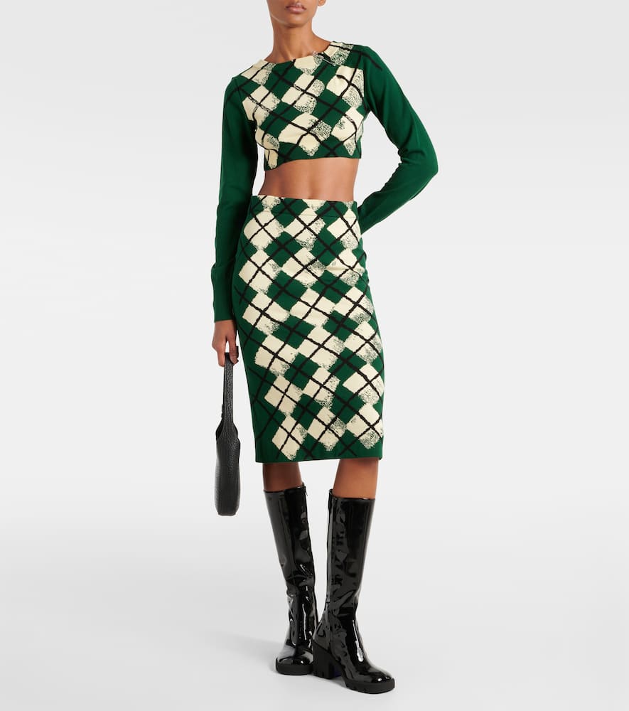 Argyle cropped cotton sweater