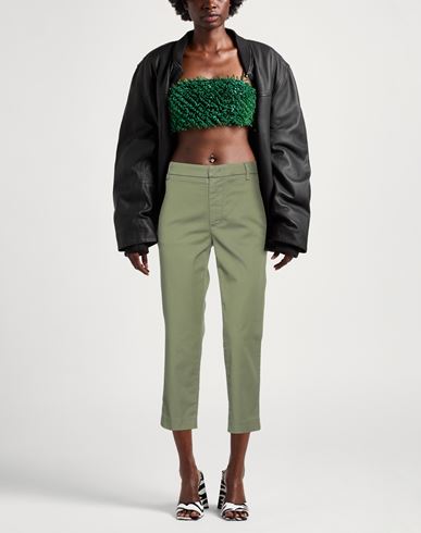 Dondup Woman Pants Military green Size 25 Cotton, Lyocell, Elastane