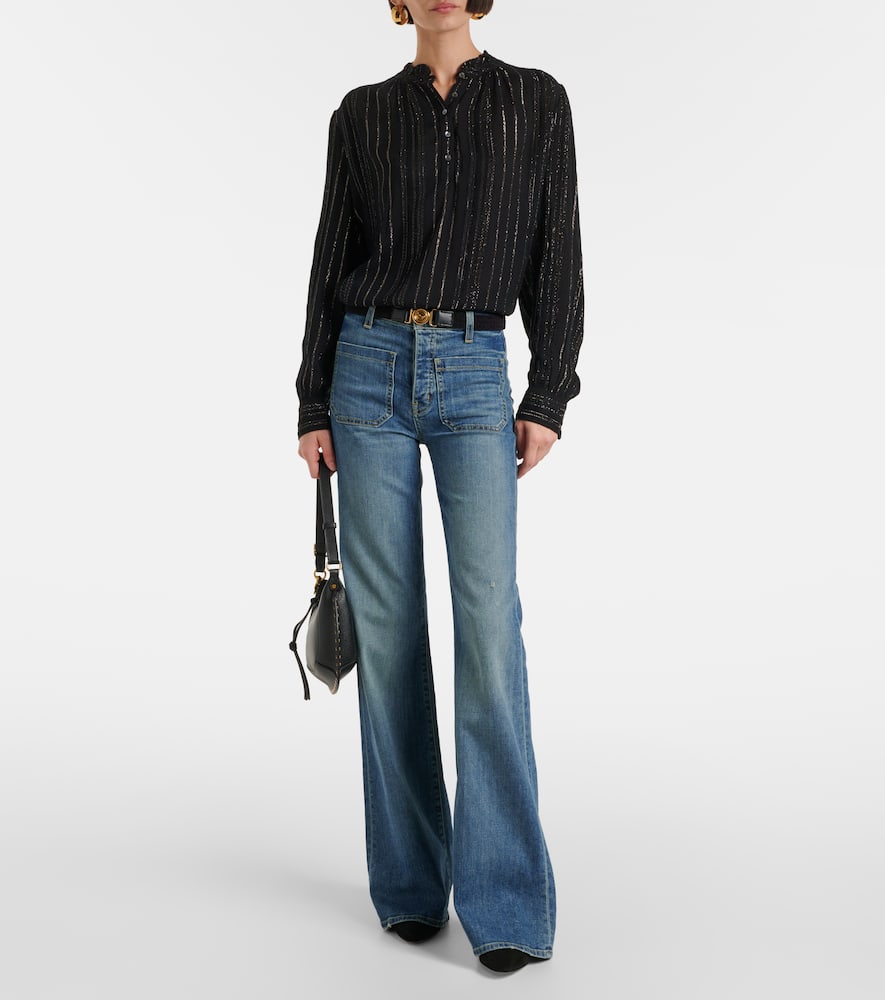 Striped lamé blouse