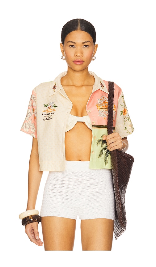 Agua Bendita Itsy Ete Top in Tan,Coral. - M also in