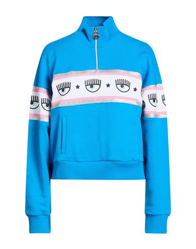 Woman Sweatshirt Azure Size XS Cotton, Elastane