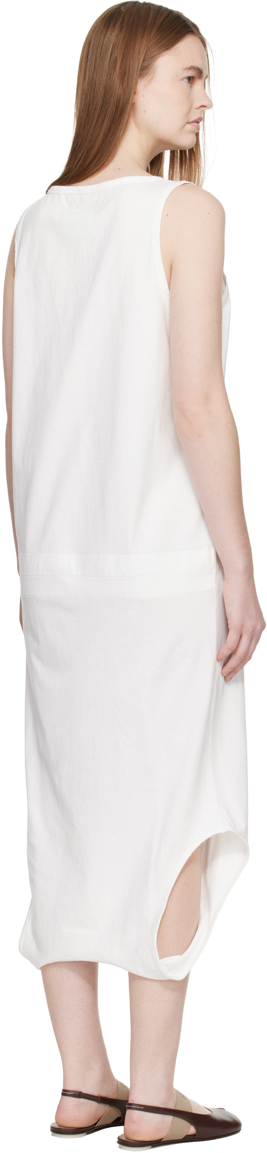 White Multi Wear Cotton Jersey Midi Dress