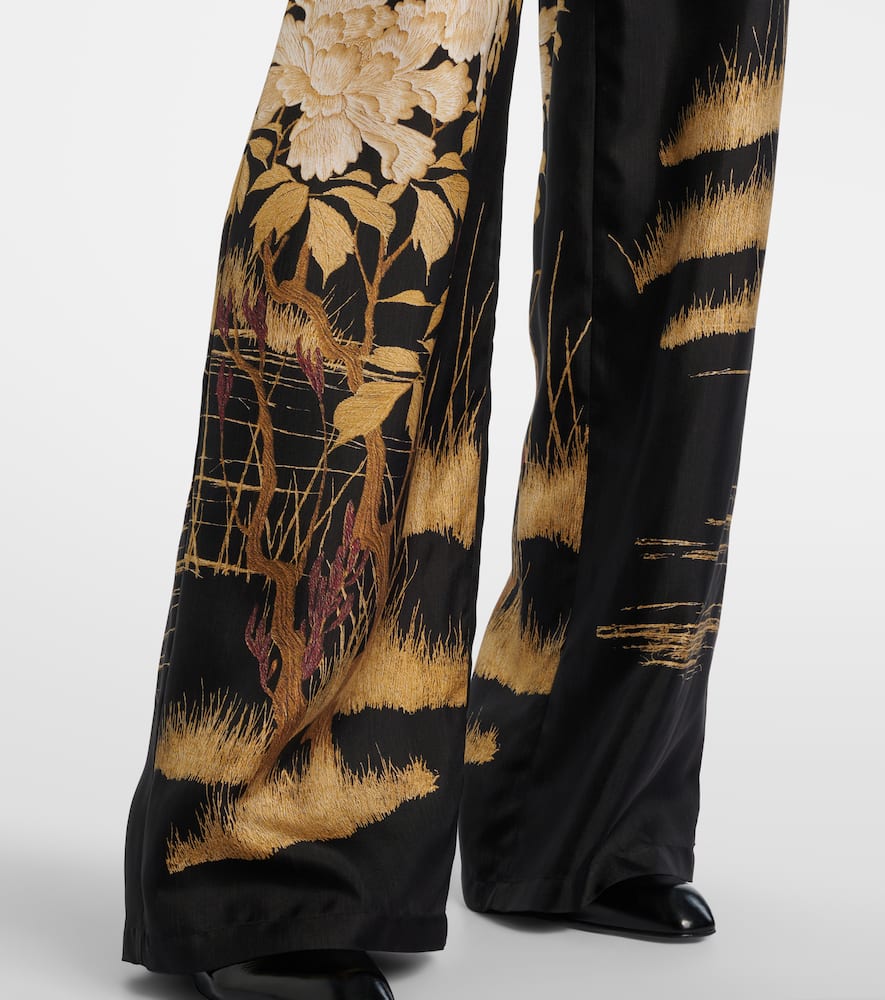 Mappa printed high-rise silk wide-leg pants
