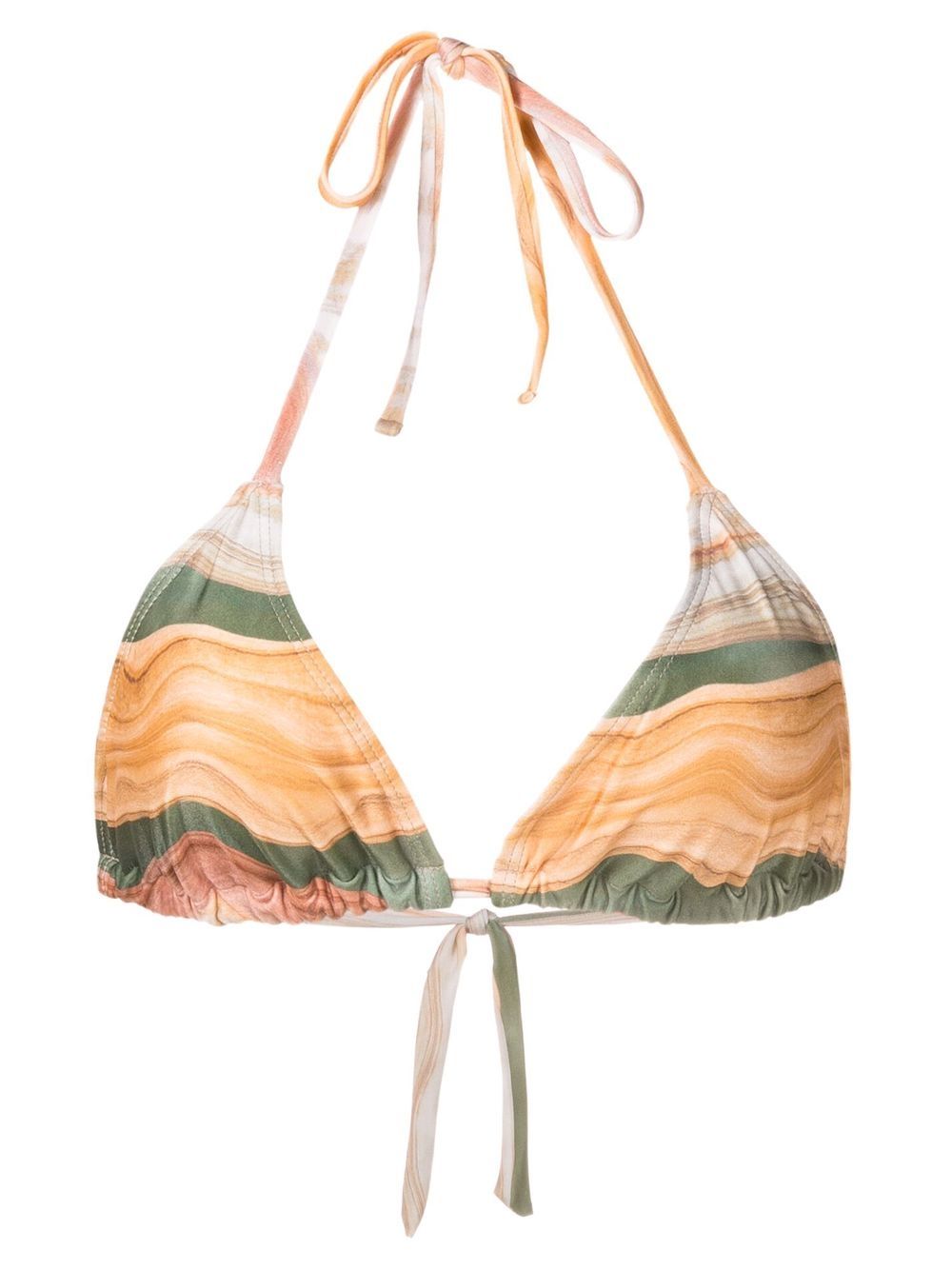 Abstract-print bikini top - Brown