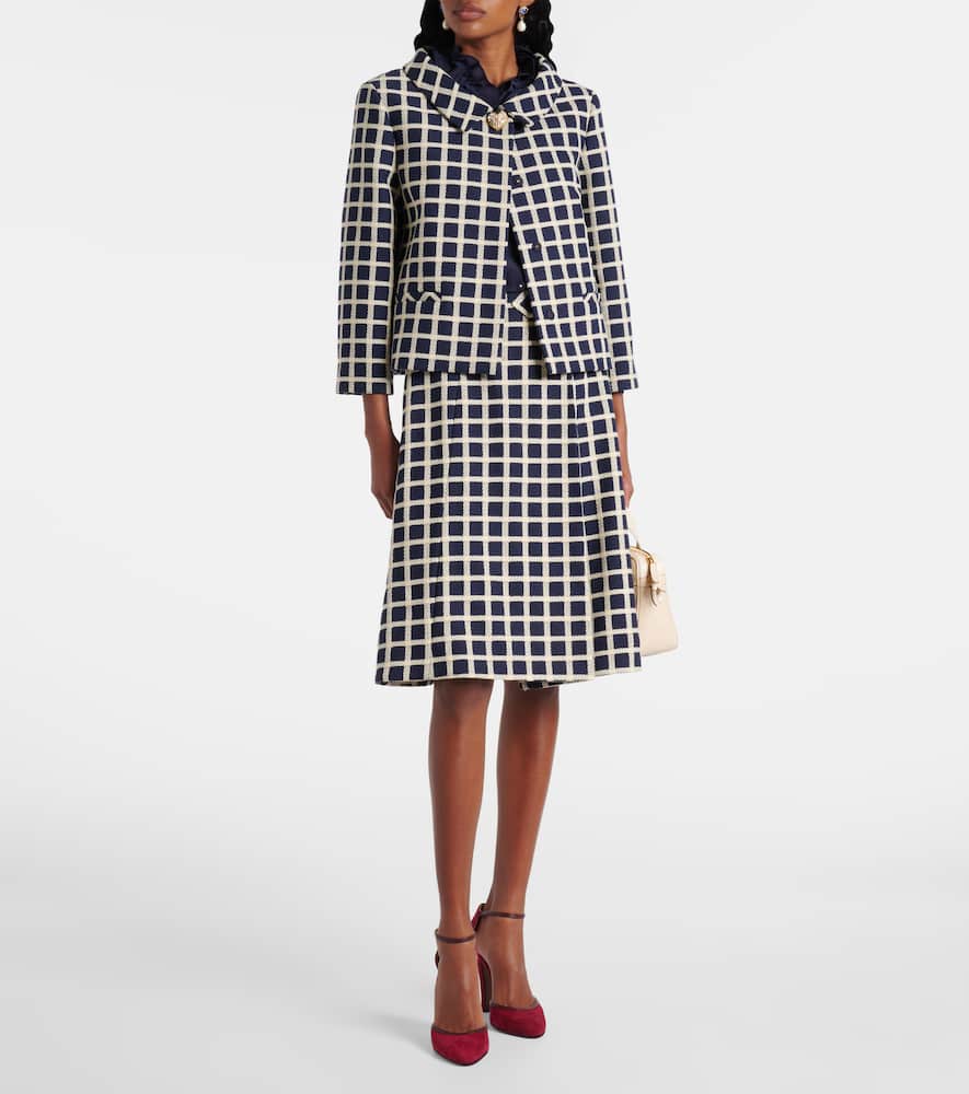 Checked wool and cotton-blend jacket