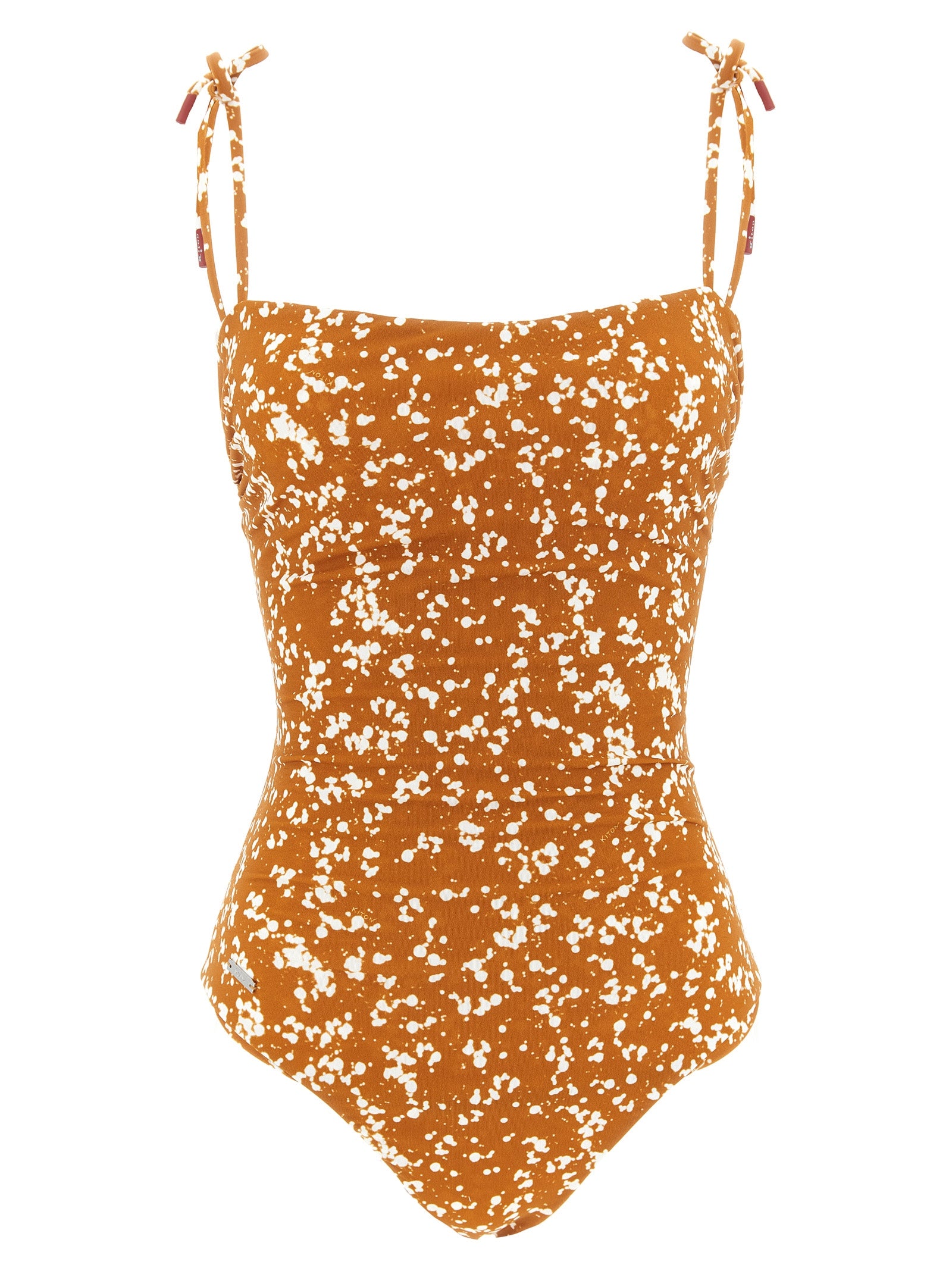 Floral-Printed Stretch One-Piece Swimsuit — Brown