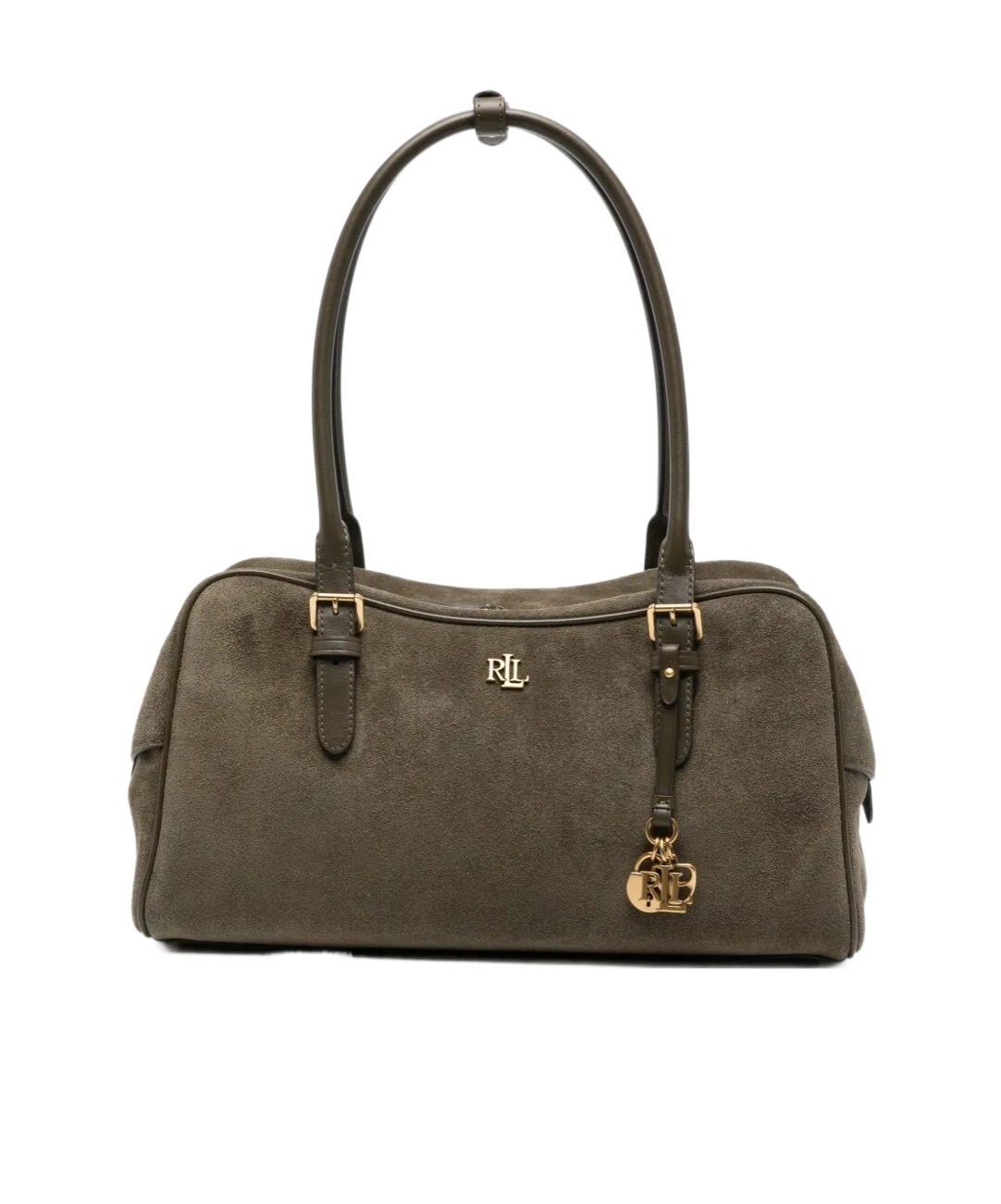 Logo-plaque suede shoulder bag
