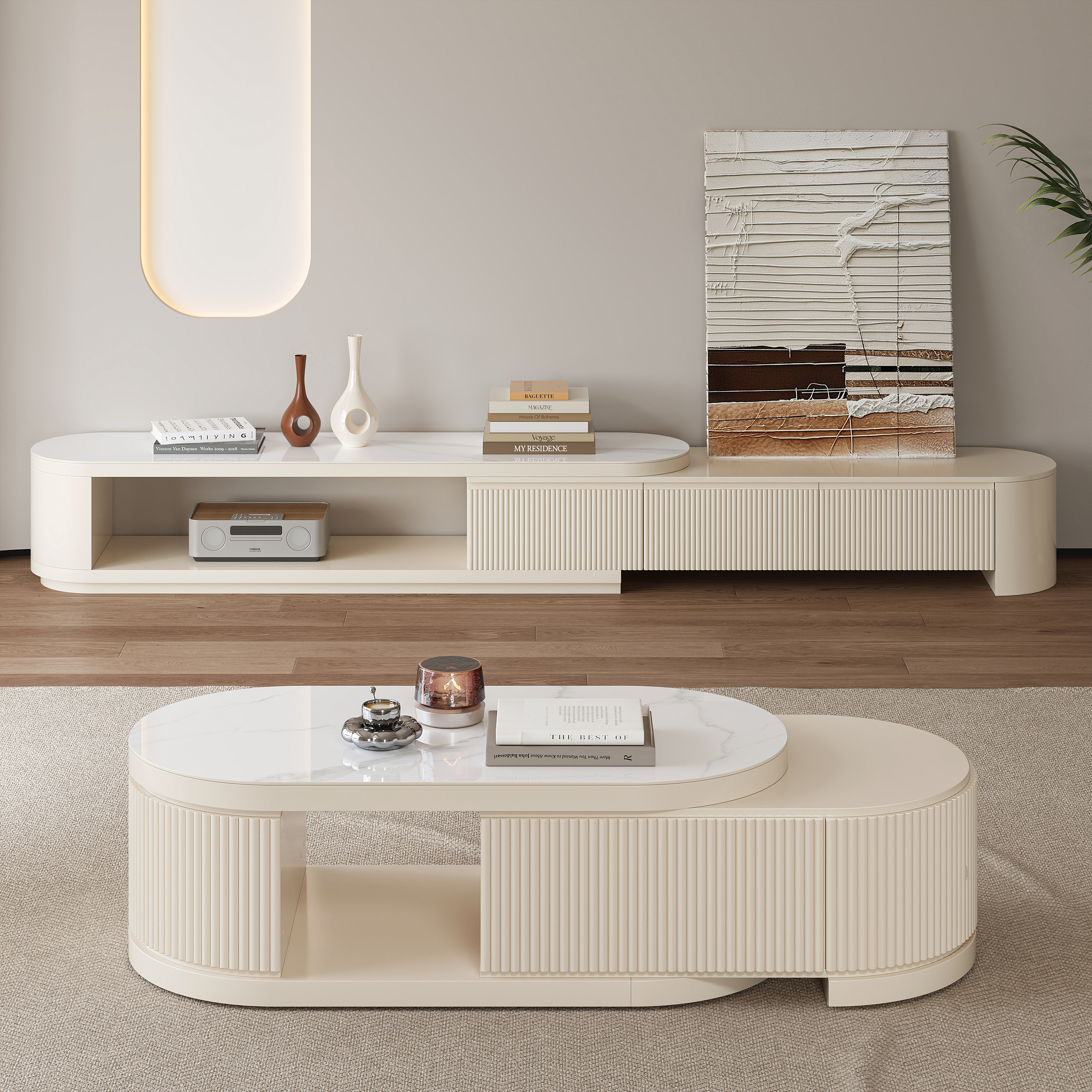 Velar 71" Extendable TV Stand & Coffee Table Set