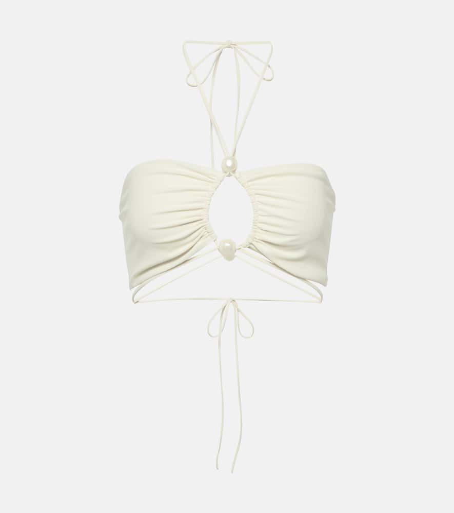 Beaded bandeau bikini top