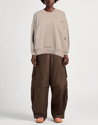 Woman Sweatshirt Khaki Size L Cotton, Polyester