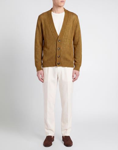 Man Cardigan Camel Size L Linen