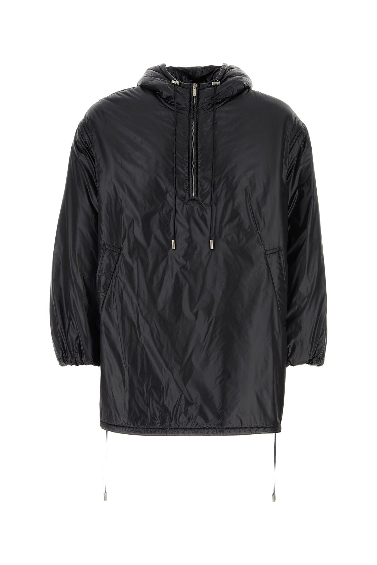 Nylon Hooded Raincoat — Black