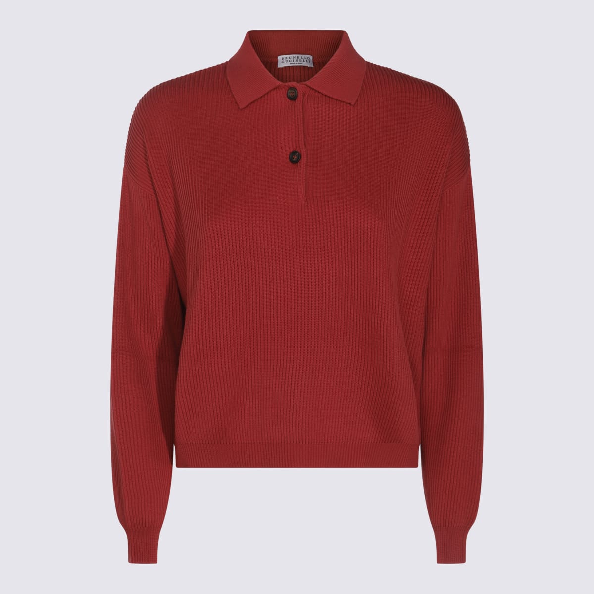 Ribbed polo top - Red