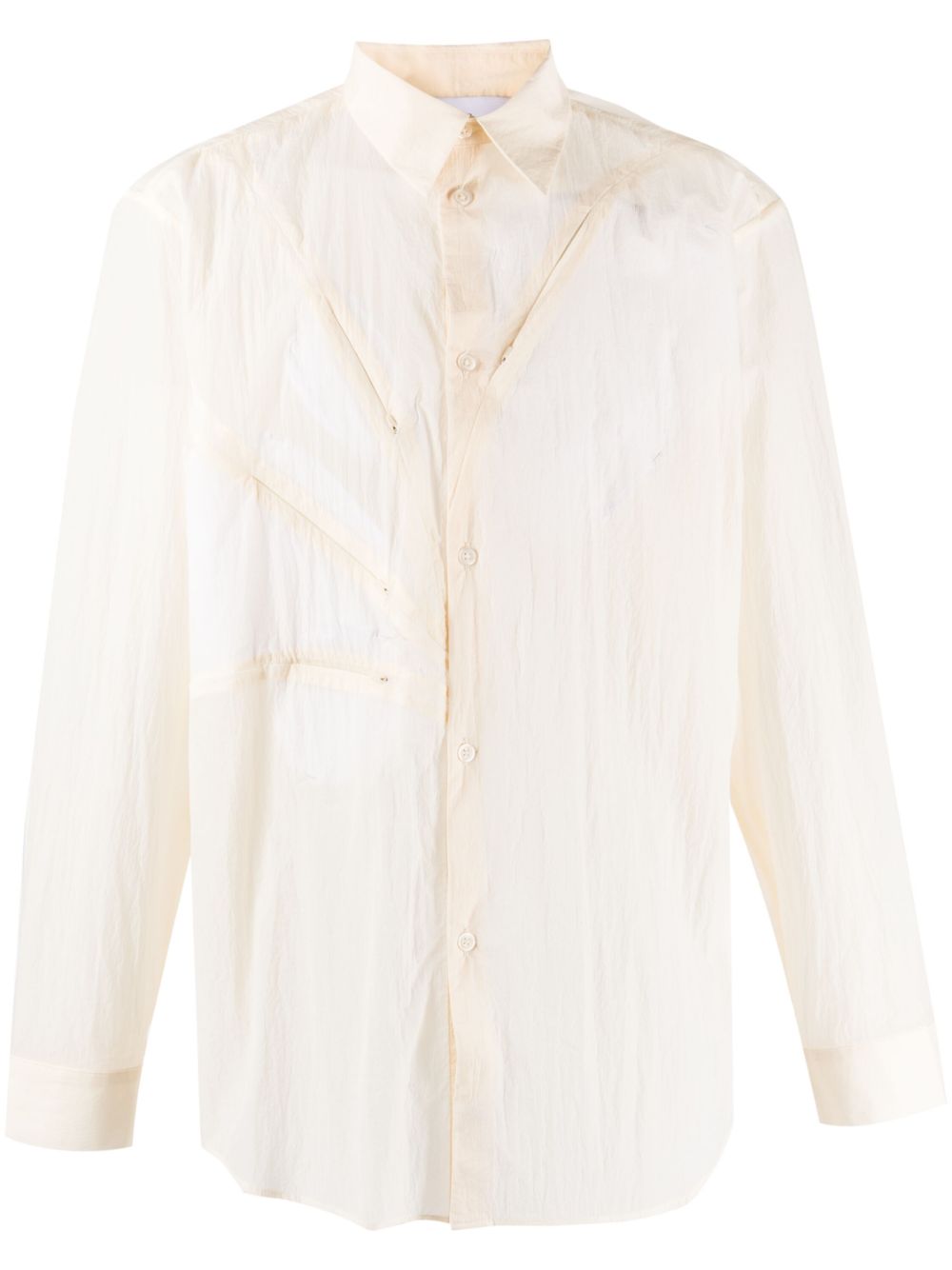 Semi-sheer zip-pocket shirt - Neutrals