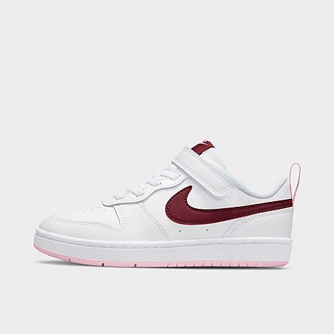Little Kids Court Borough Low 2 Hook-and-Loop Casual Shoes in White/Dark Beetroot