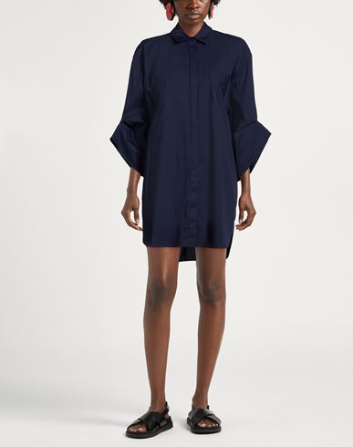 Woman Mini dress Navy Size XS Cotton, Elastane