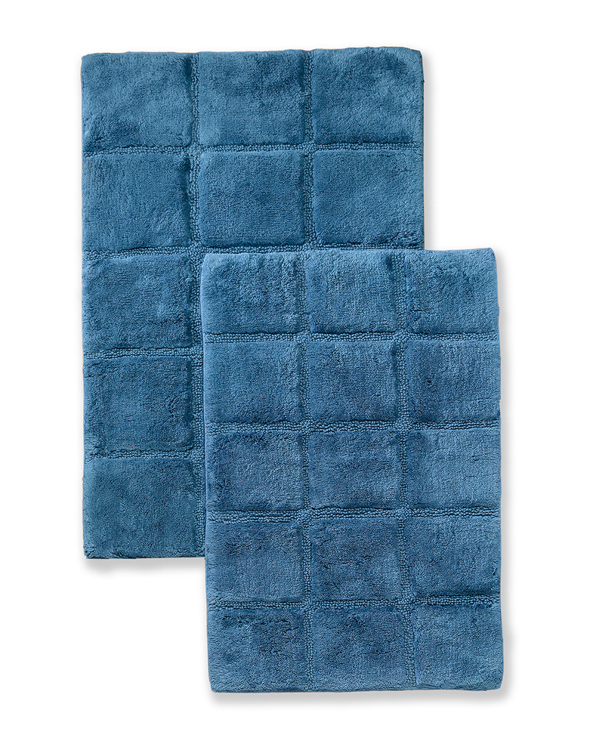 Superior Solid 2pc Checkered Non-Slip Cotton Bath Rug Set