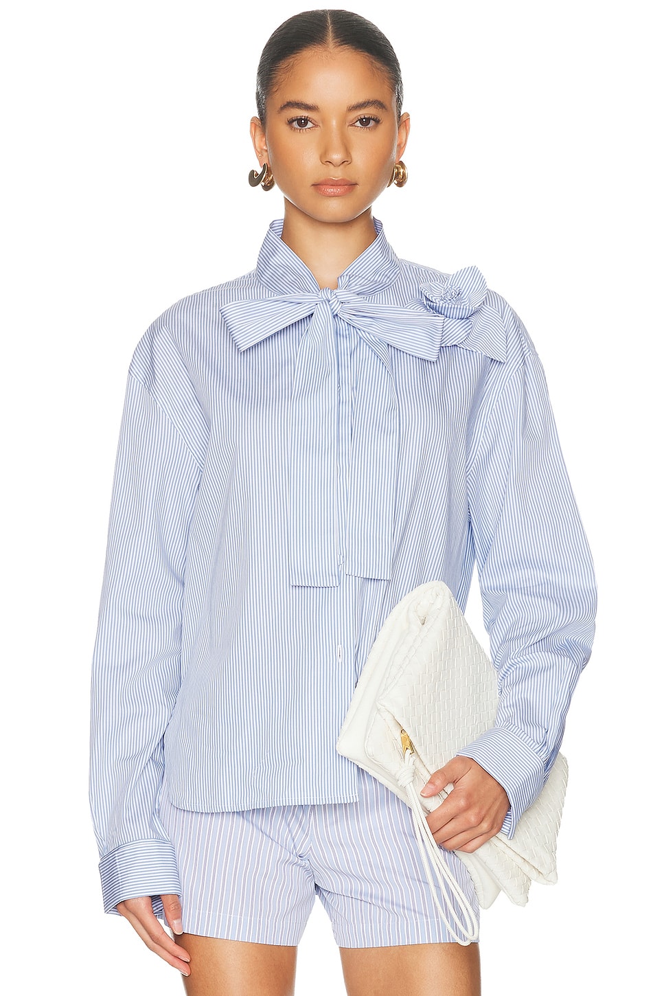 AKNVAS Flor Stripe Shirt in Light Blue Stripe - Baby Blue. L also in M
