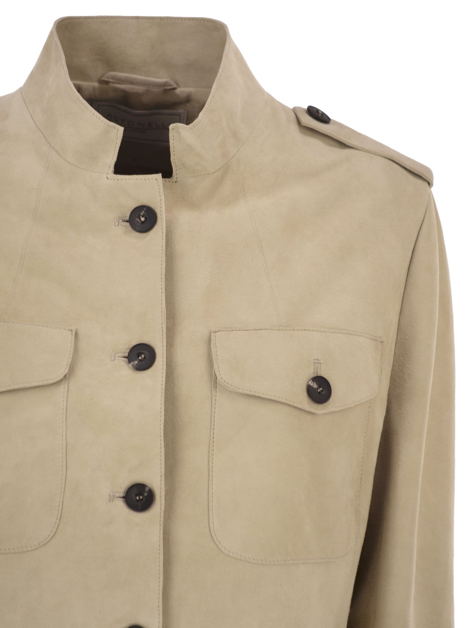 Antonelli Firenze Suede Safari Jacket With Patch Pocket