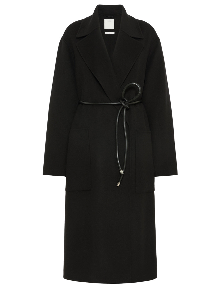 Black Notched Lapel Trench Coat