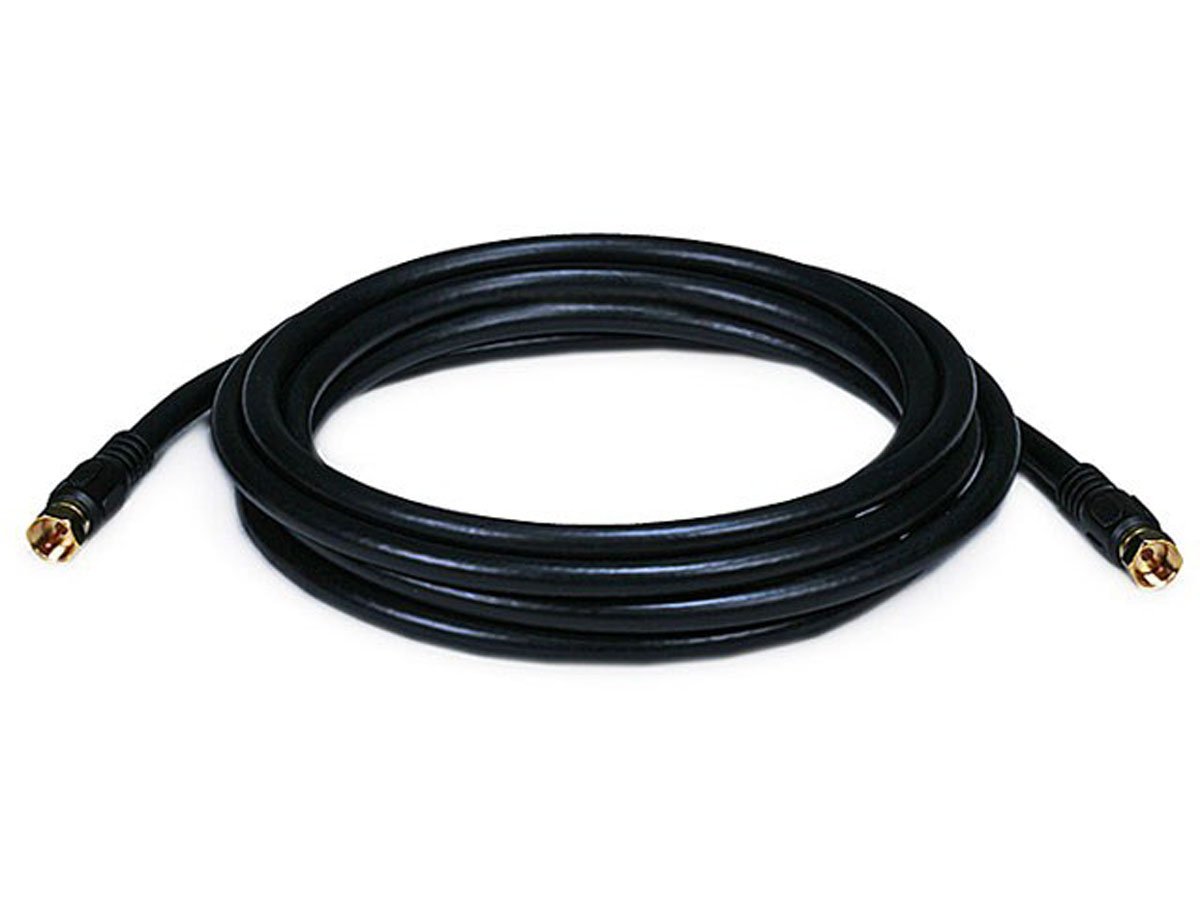 10ft RG6 (18AWG) 75Ohm, Quad Shield, CL2 Coaxial Cable with F Type Connector - Black