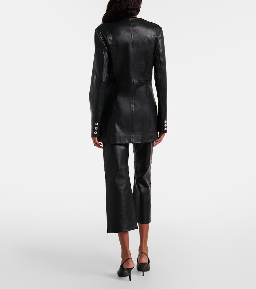Leather cropped slim pants