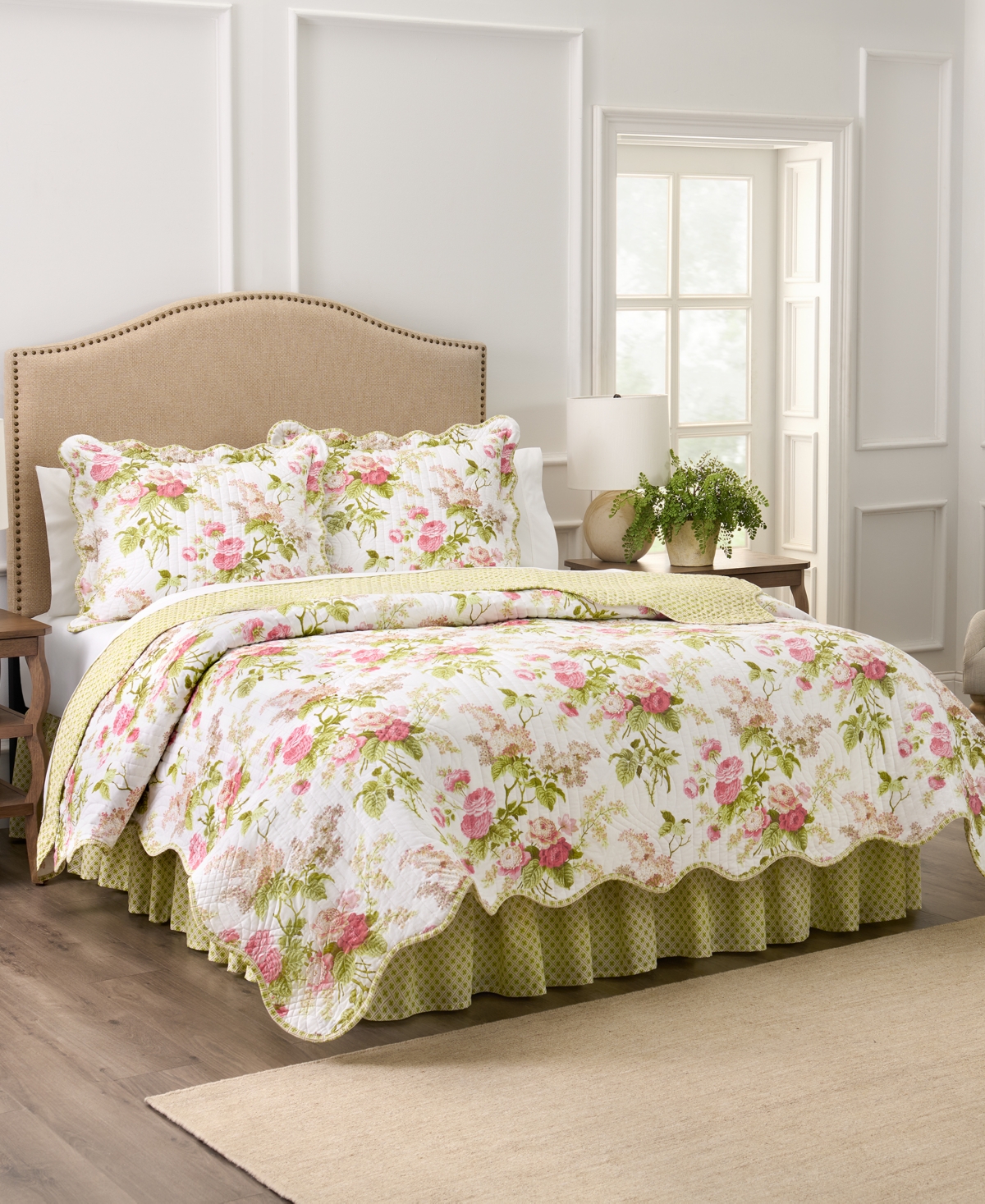 Emma's Garden Cotton 4-Pc. Quilt Set, Queen - Blossom