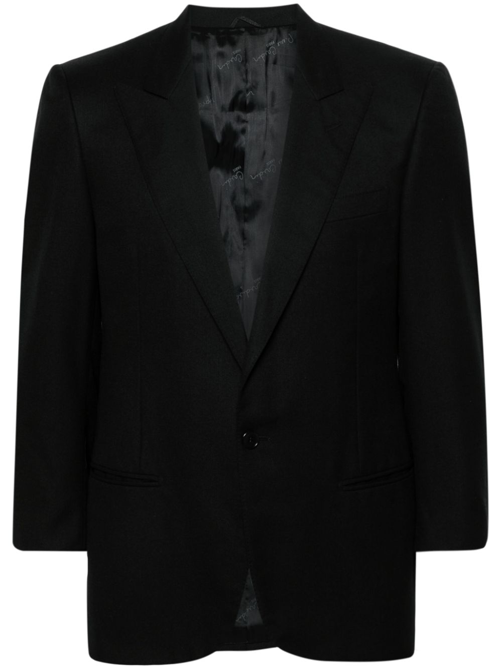 1980s peak lapels wool blazer - Black