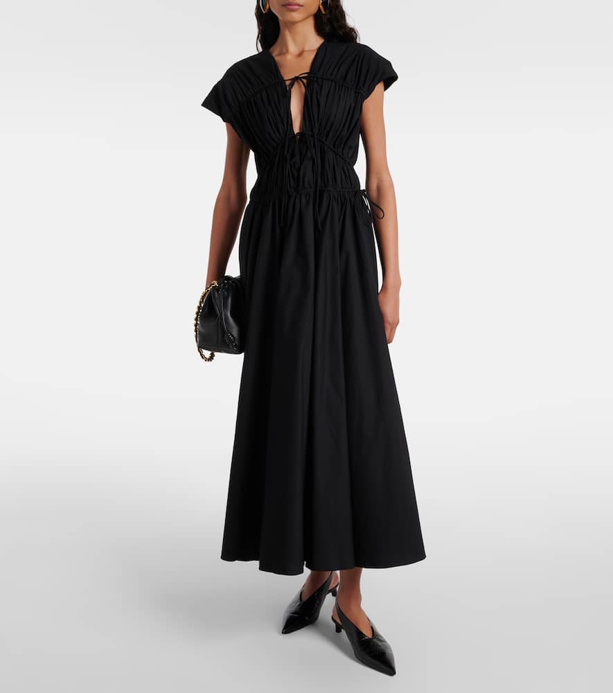 Ceres gathered cotton midi dress