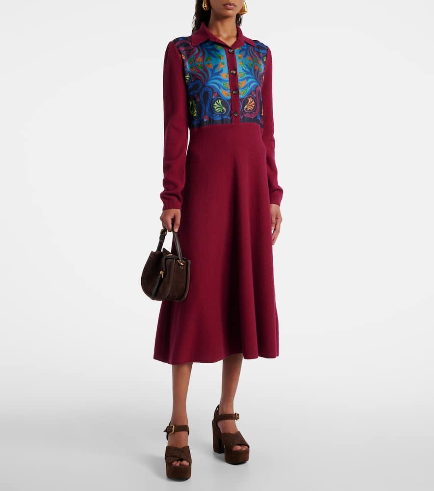 Silk, wool, and cashmere shirt dress