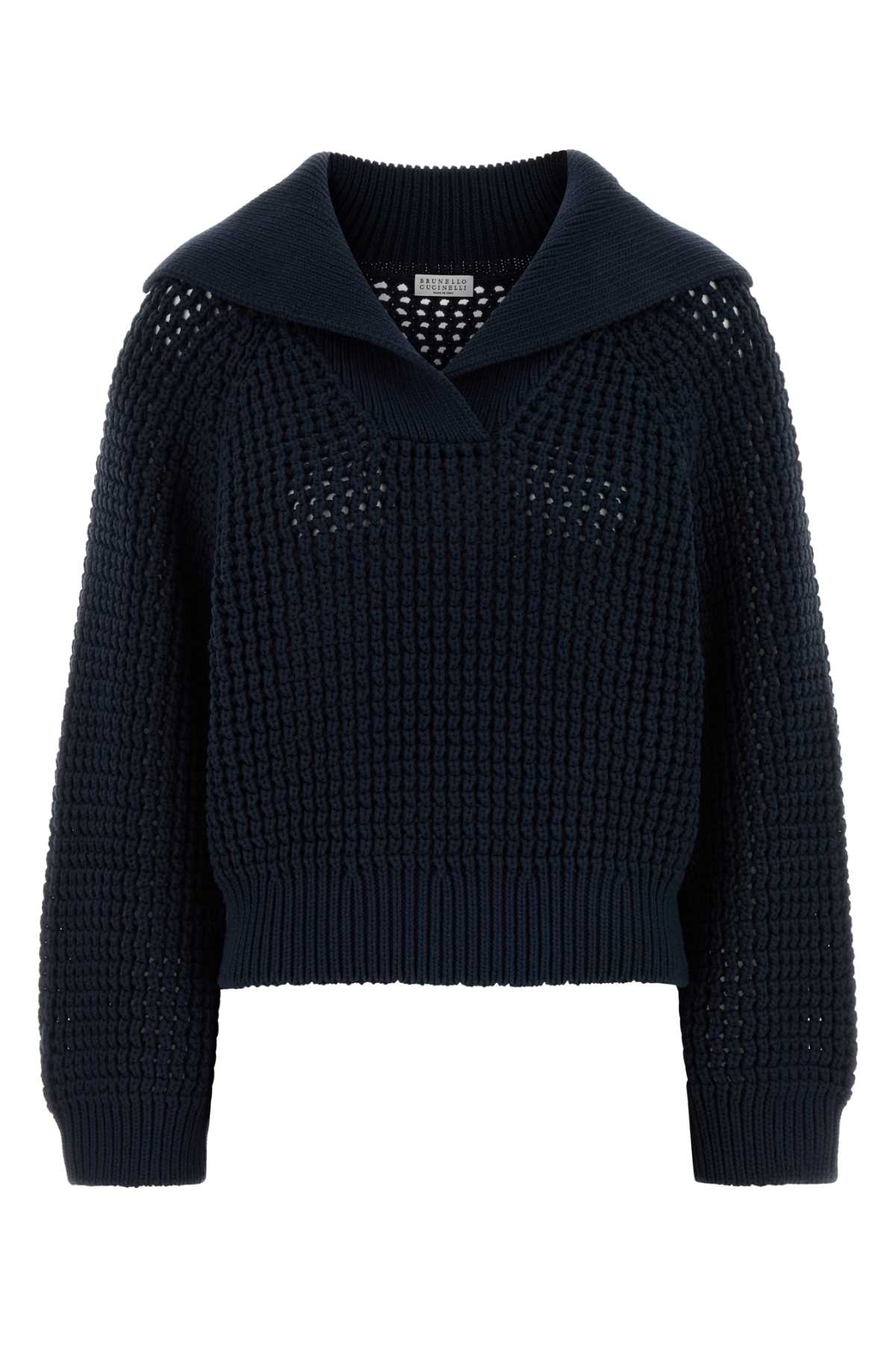 Cotton-Nylon Knit Sweater — Navy
