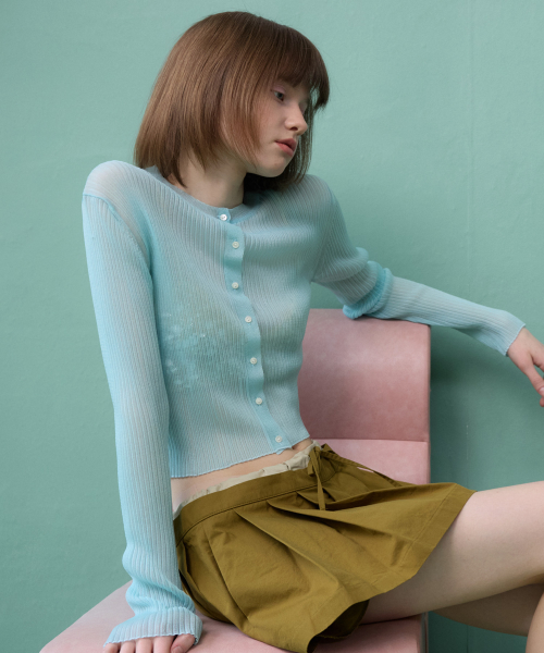 Yusen Glossy Sheer Knit Cardigan