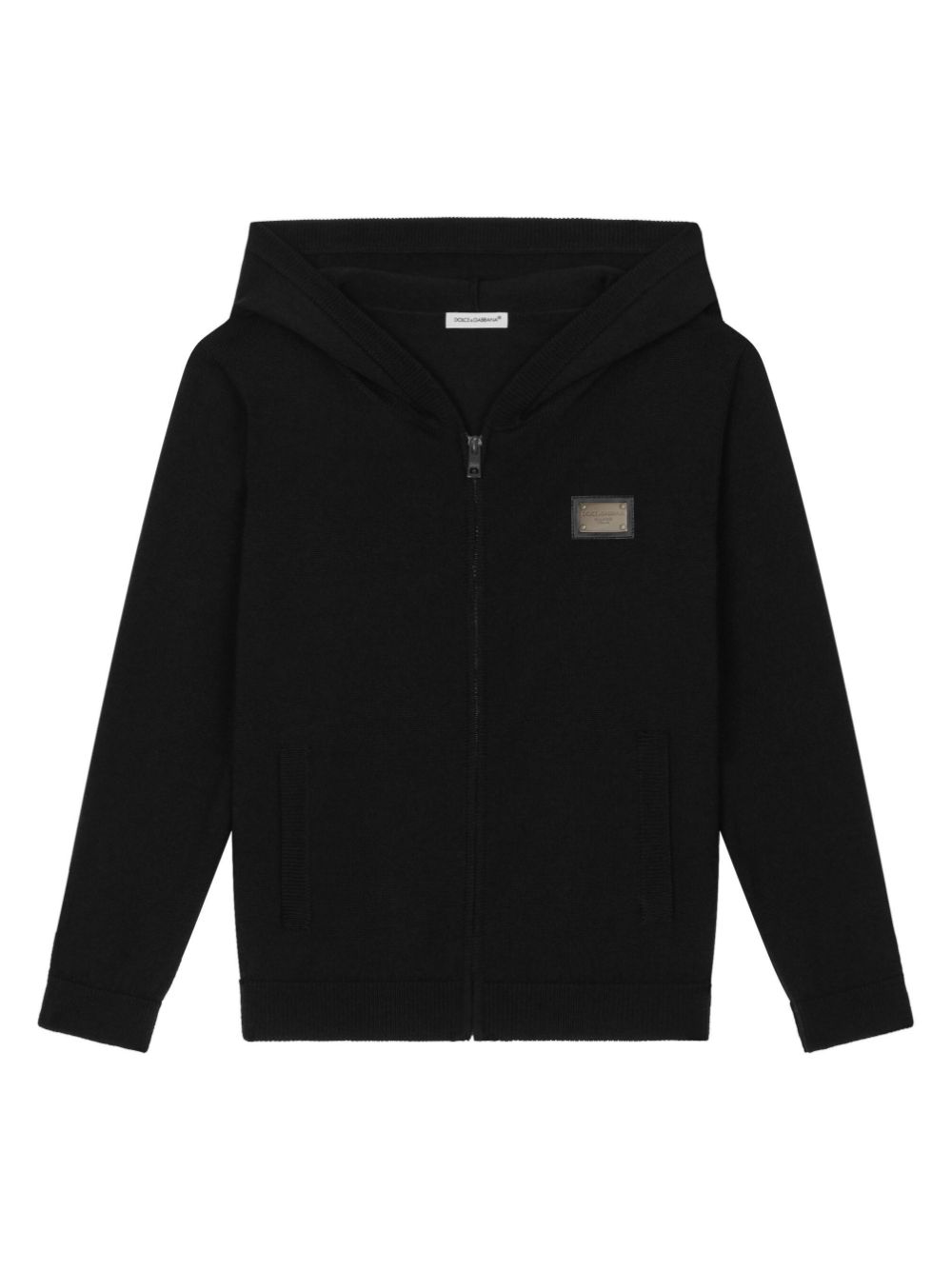 Logo-plaque zip-up hoodie - Black