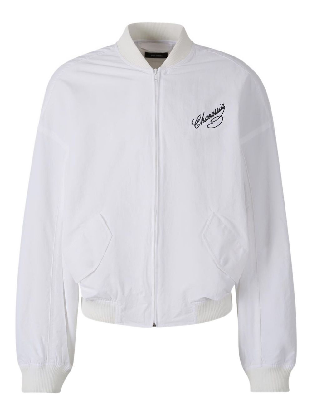 Embroidered bomber jacket - White
