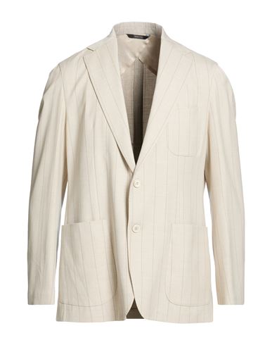 Man Blazer Beige Size 40 Virgin Wool, Silk, Linen, Elastane