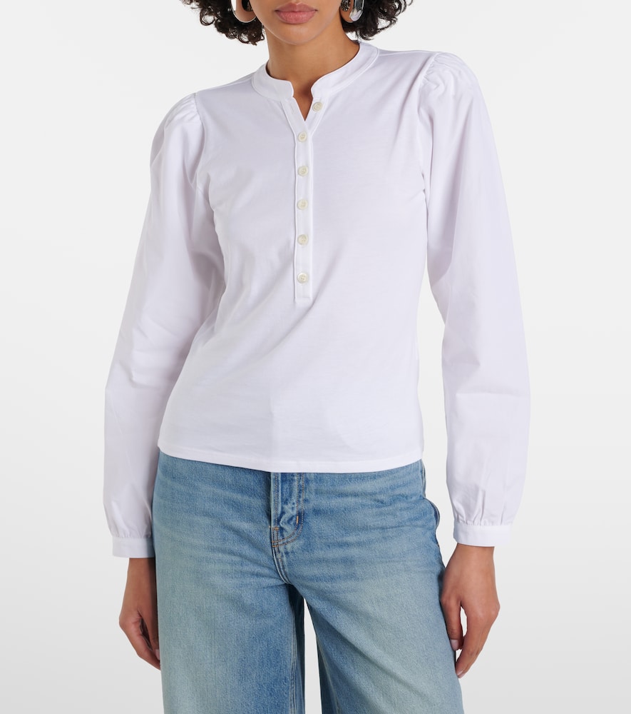 Puff-sleeve cotton blouse