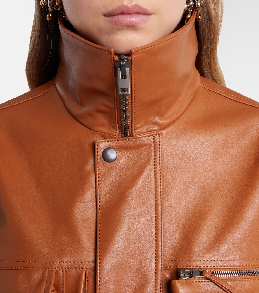 Leather blouson jacket