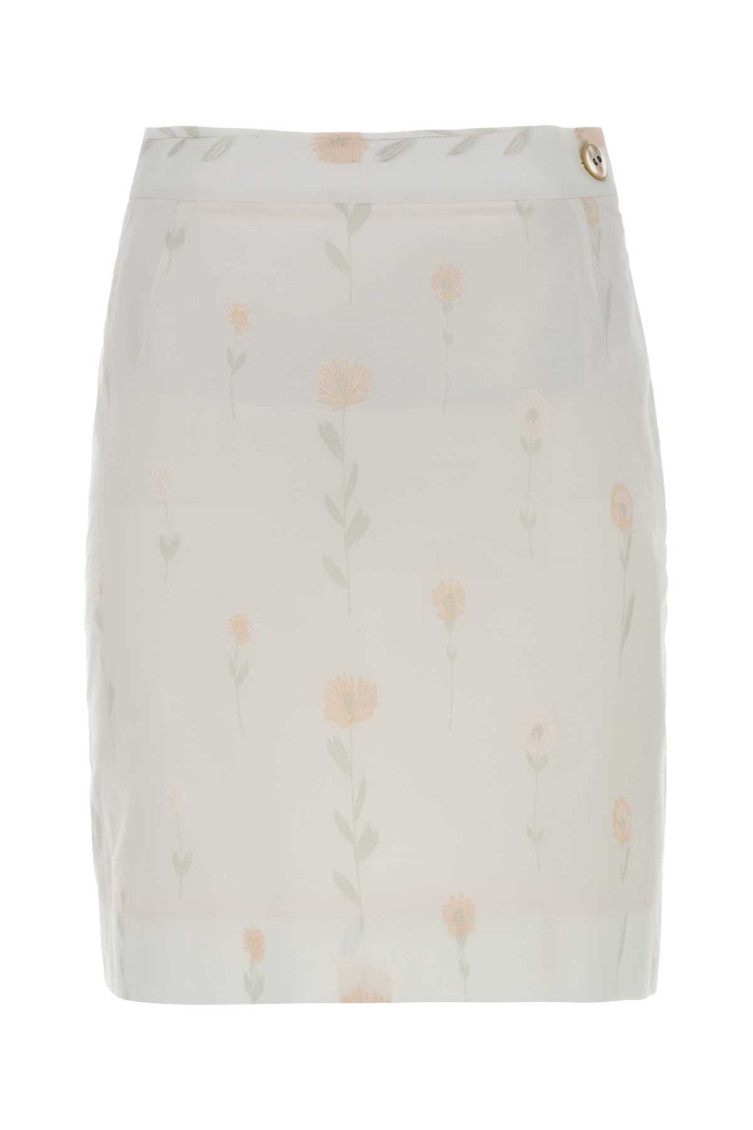 Floral Cotton Blend Crotch Mini Skirt