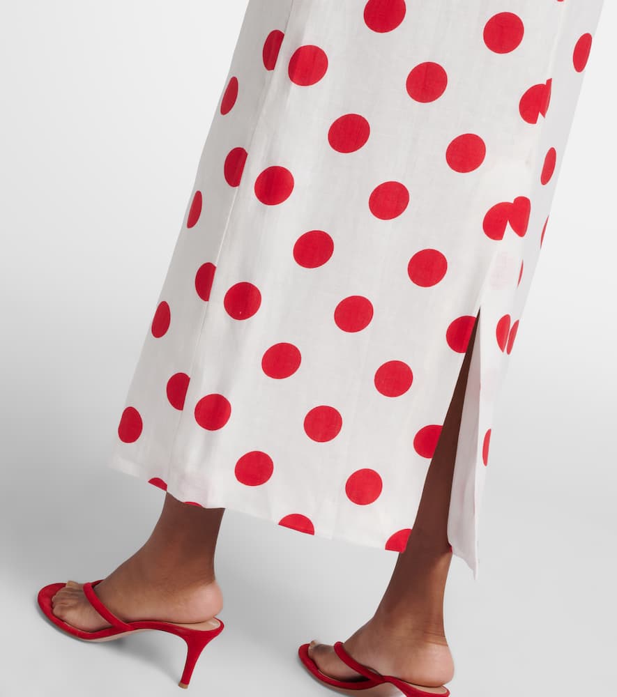 Bruna polka-dot linen maxi skirt