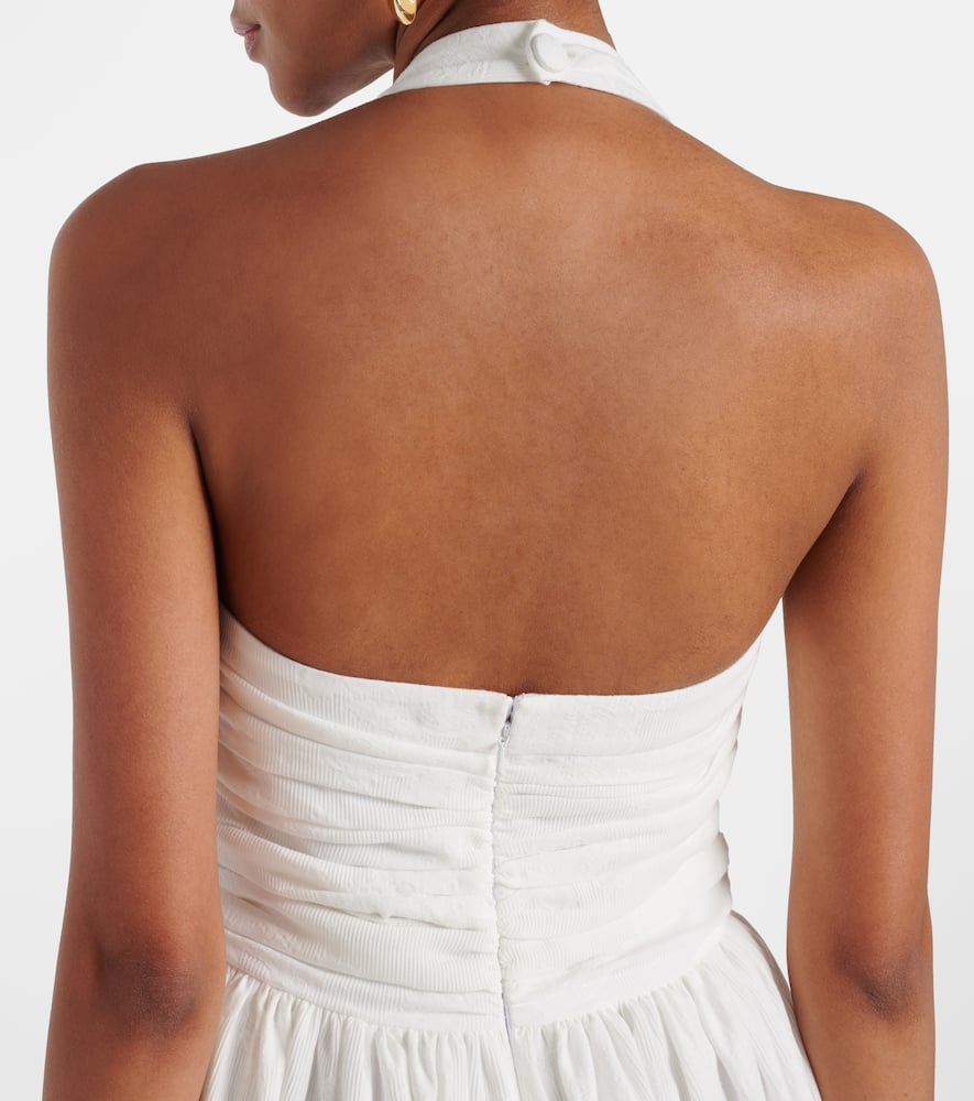 Leia ruched embroidered cotton midi dress