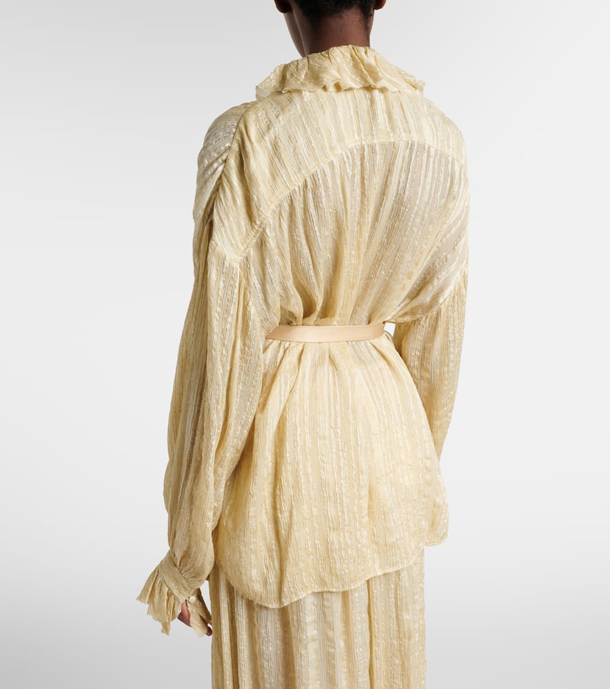 Pleated silk-blend blouse