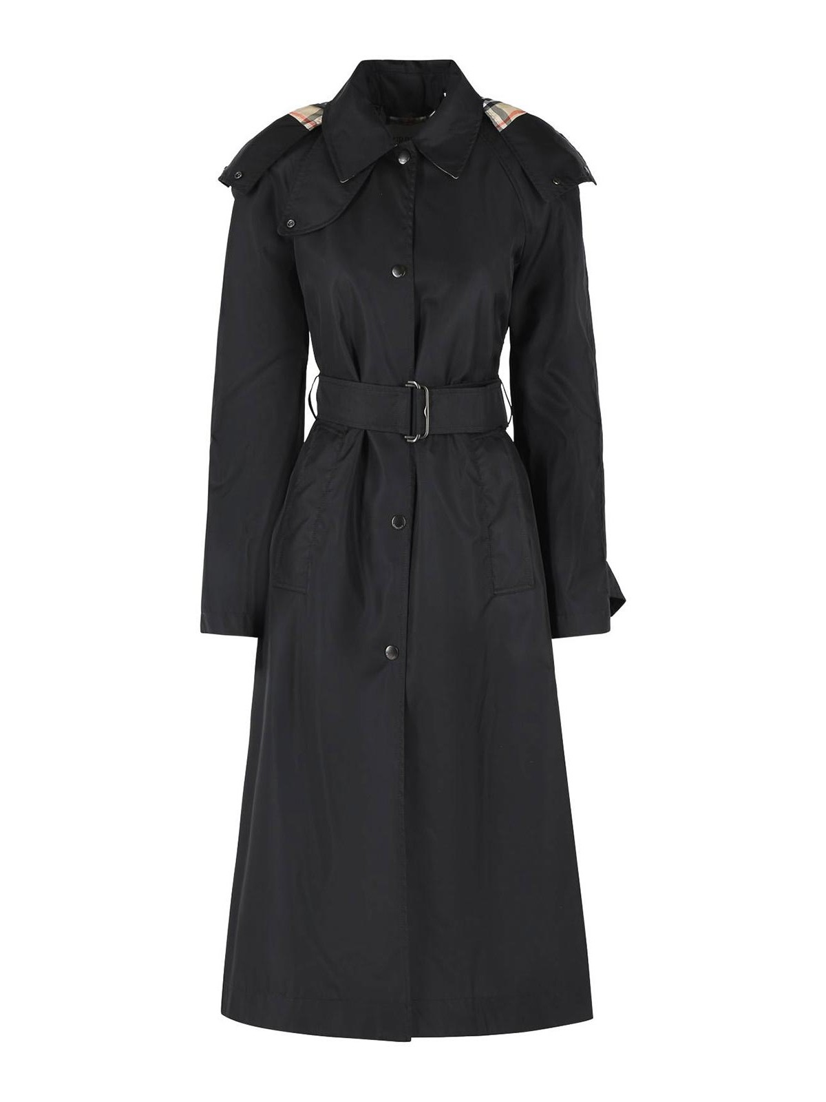 Long Car Coat With Black Nylon Hood