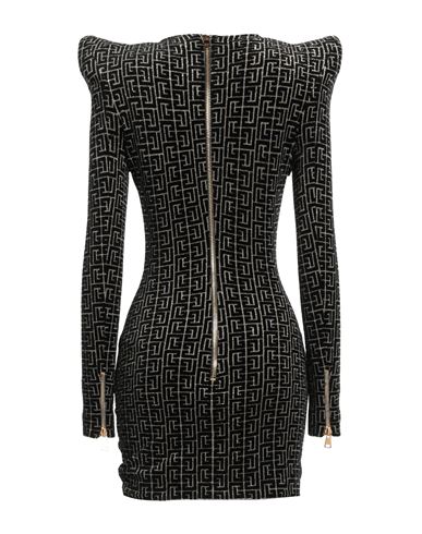 Woman Mini dress Black Size 2 Cotton, Metallic Polyester, Polyester
