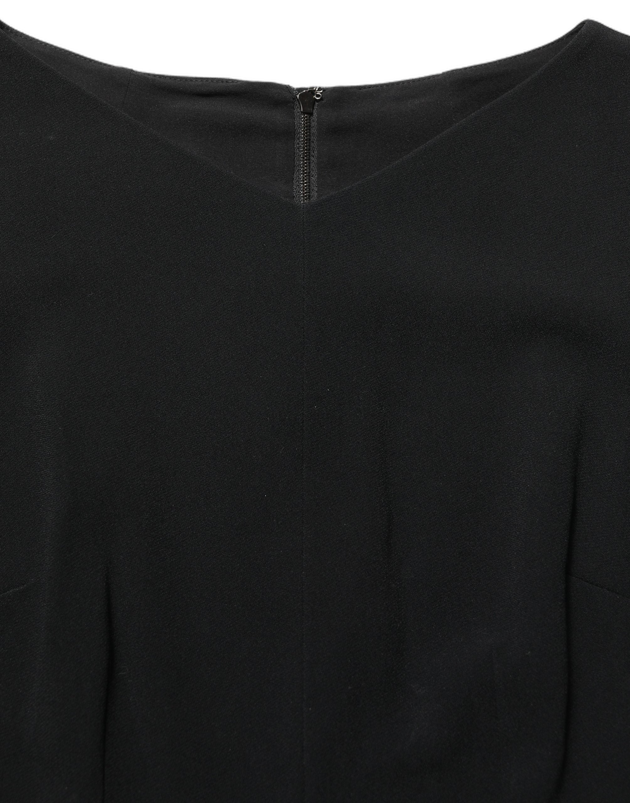 Short-Sleeve A-Line Midi Dress — Black