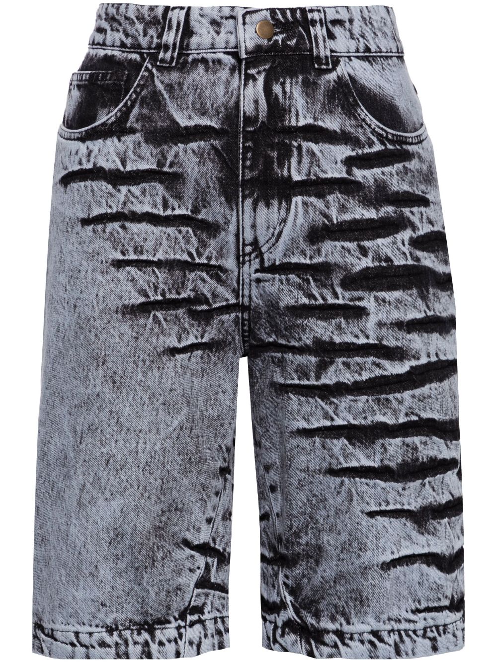 Bleach-wash denim shorts - Black