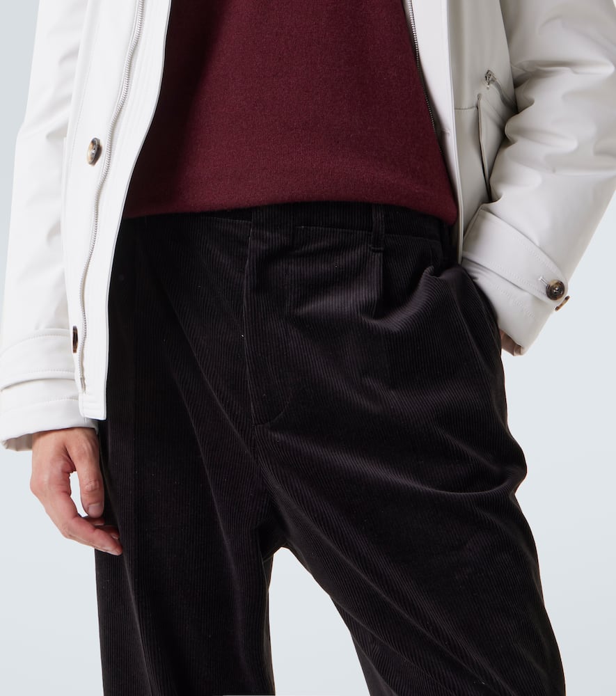 Cotton-blend corduroy straight pants