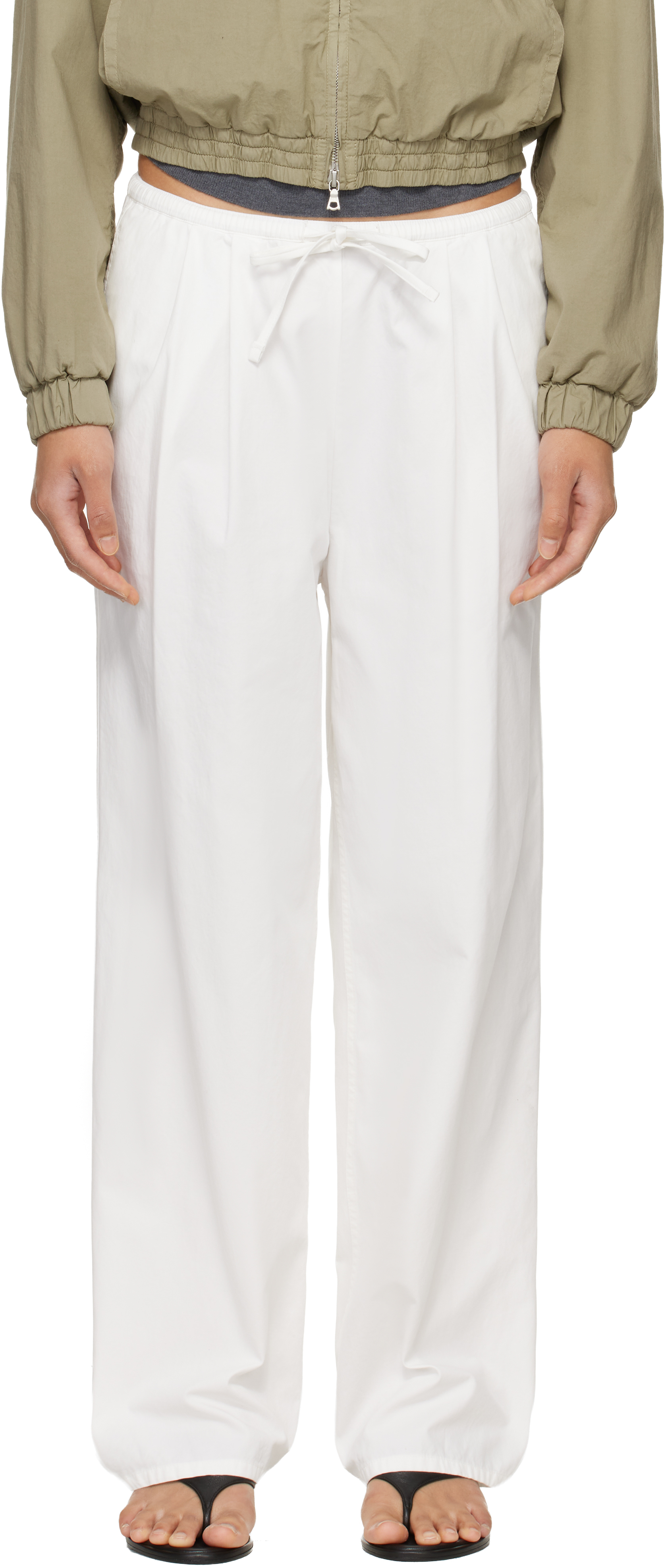 White Lazy Cotton Drawstring Lounge Pants