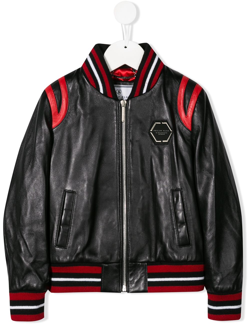 Space leather bomber jacket - Black