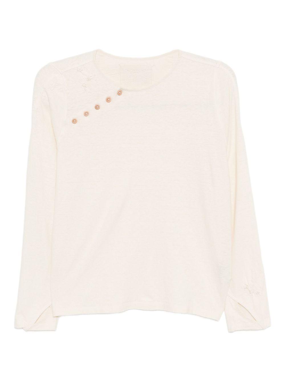 Slanted collar cotton top - Neutrals