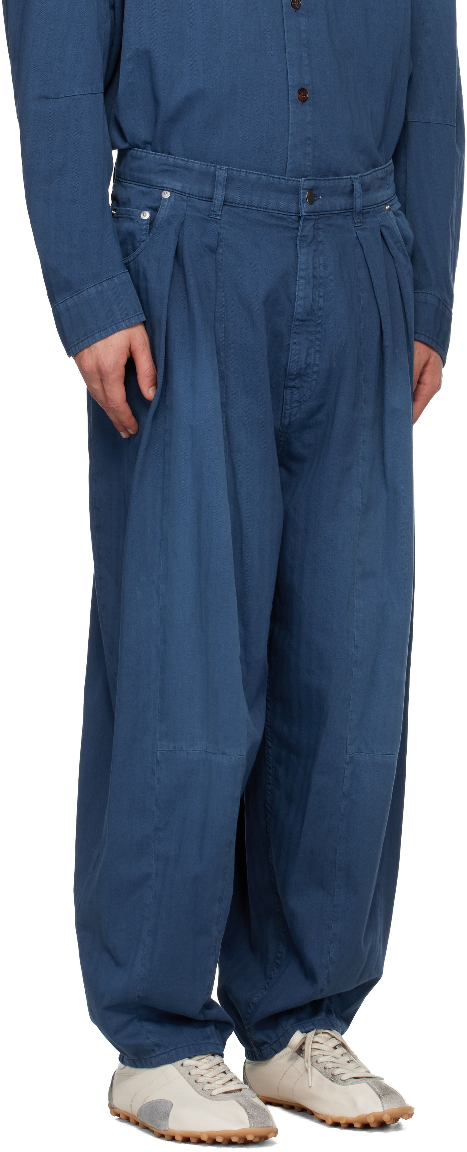 Blue Pleated Jeans